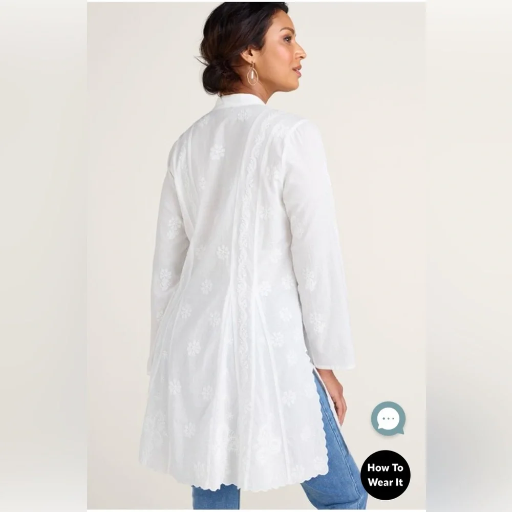 Soft Surroundings White Embroidered Blouse Tunic - Picture 9 of 9